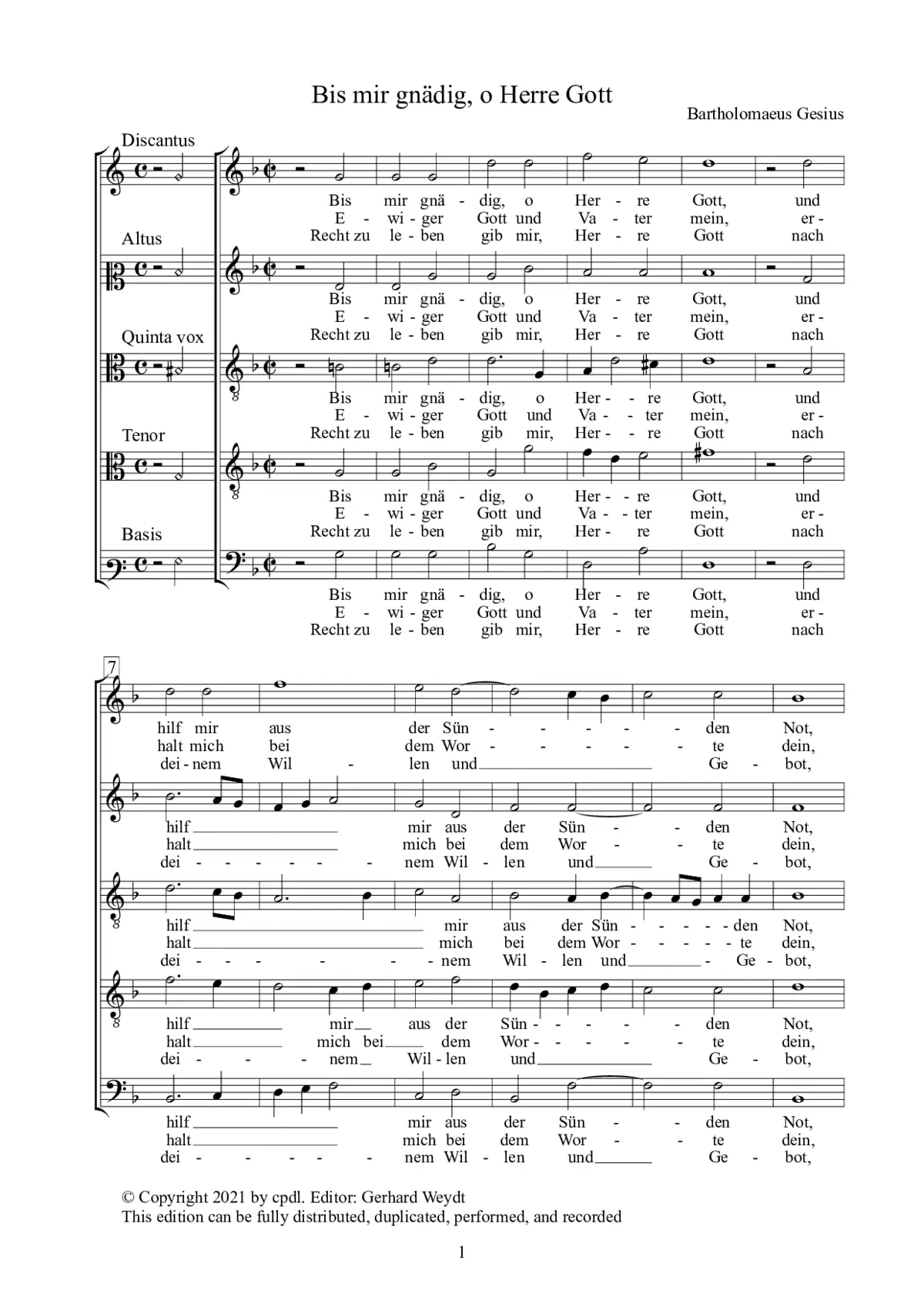 Bis mir gnädig, o Herre Gott - Page 1