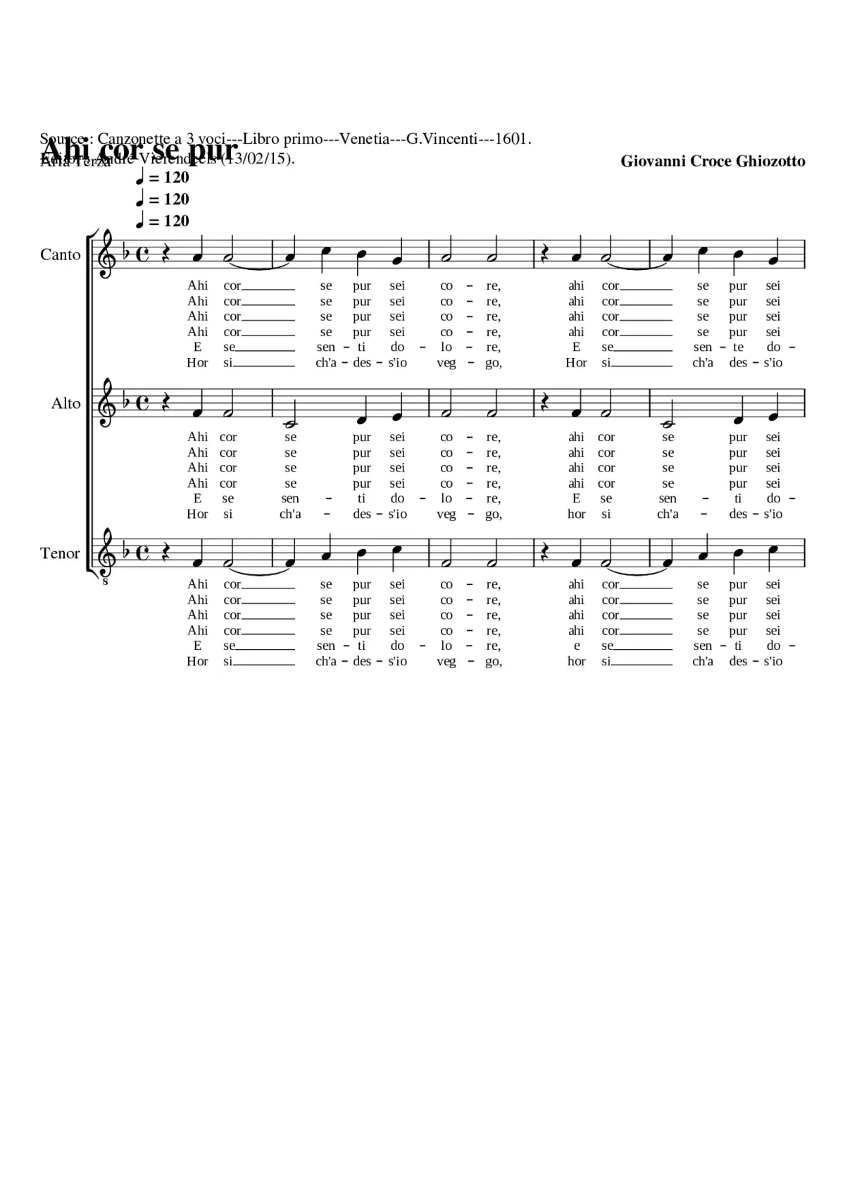 Ahi cor se pur - Page 1