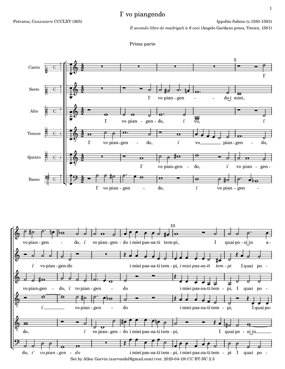 I' vo piangendo - Page 1