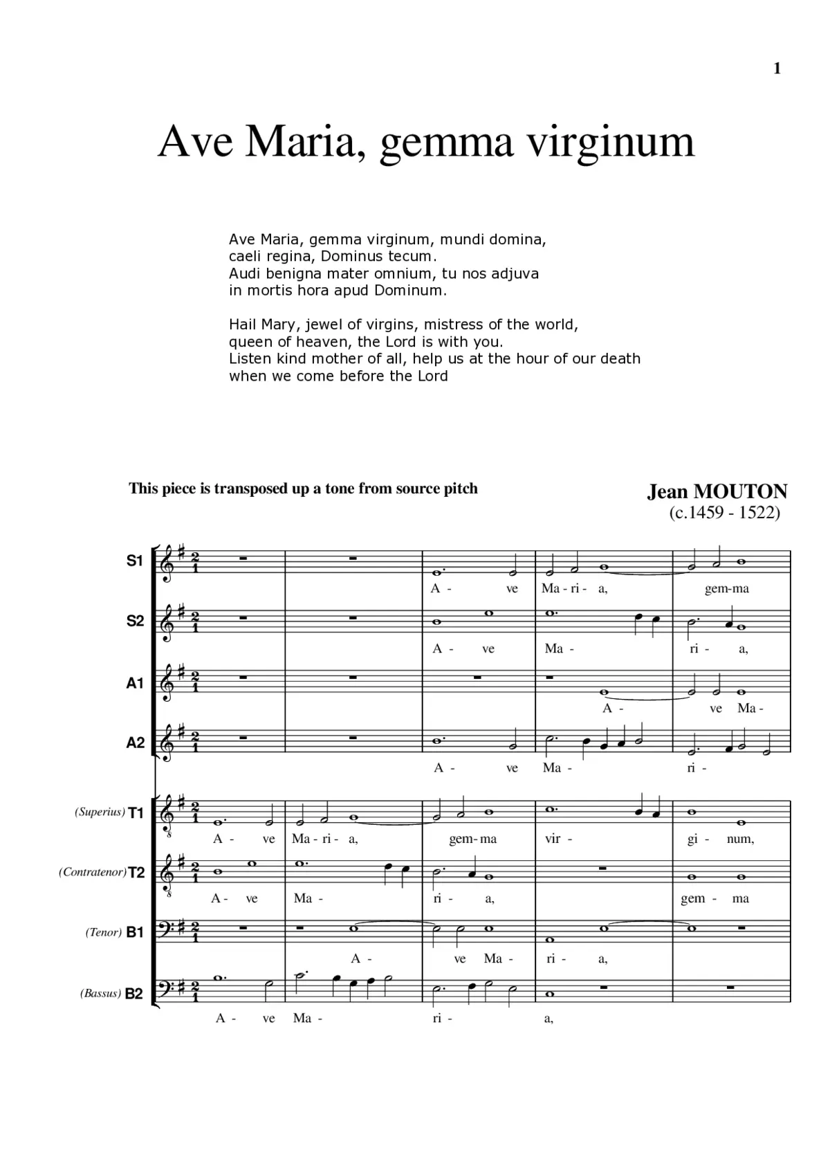 Ave Maria, gemma virginum - Page 1