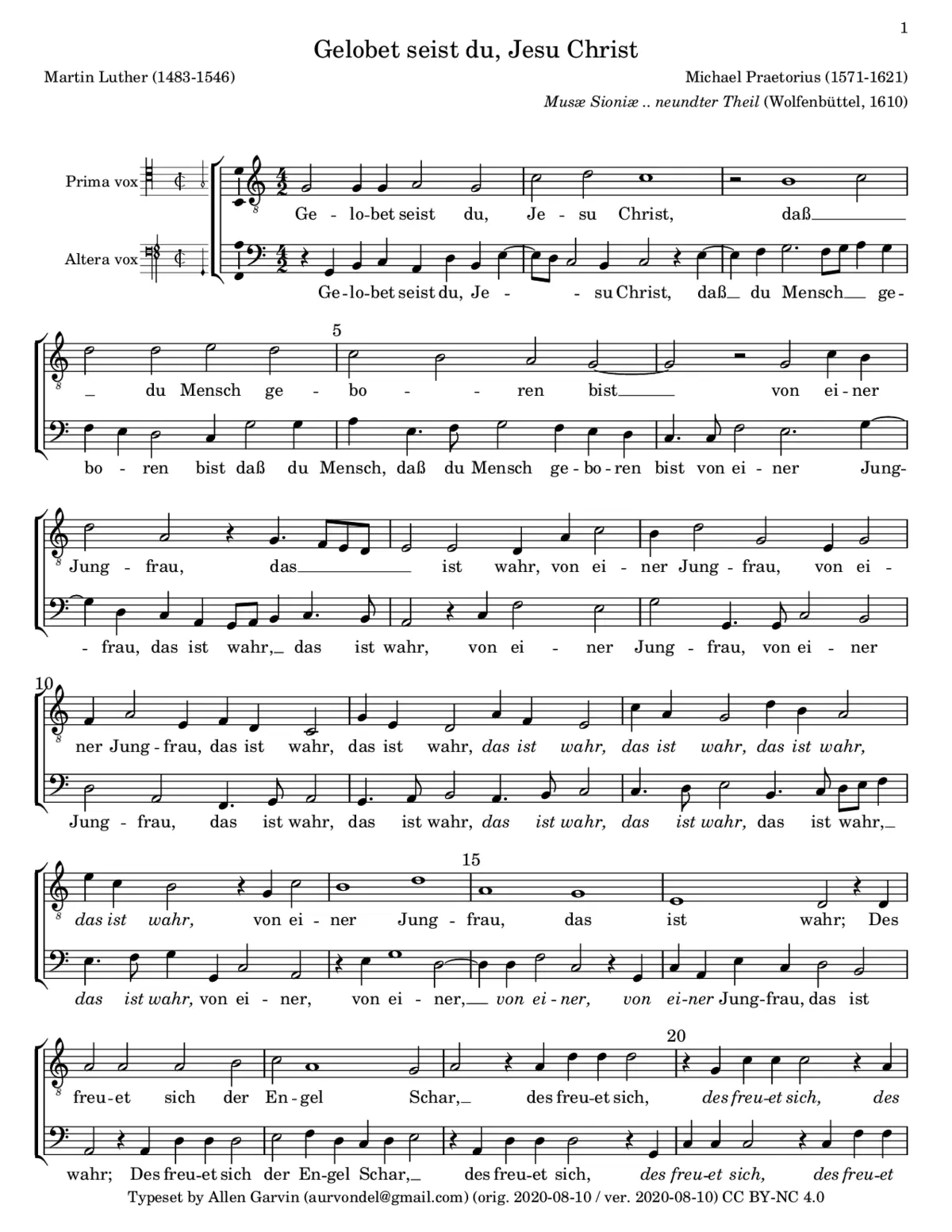 Gelobet seist du Jesu Christ a 2 - Page 1