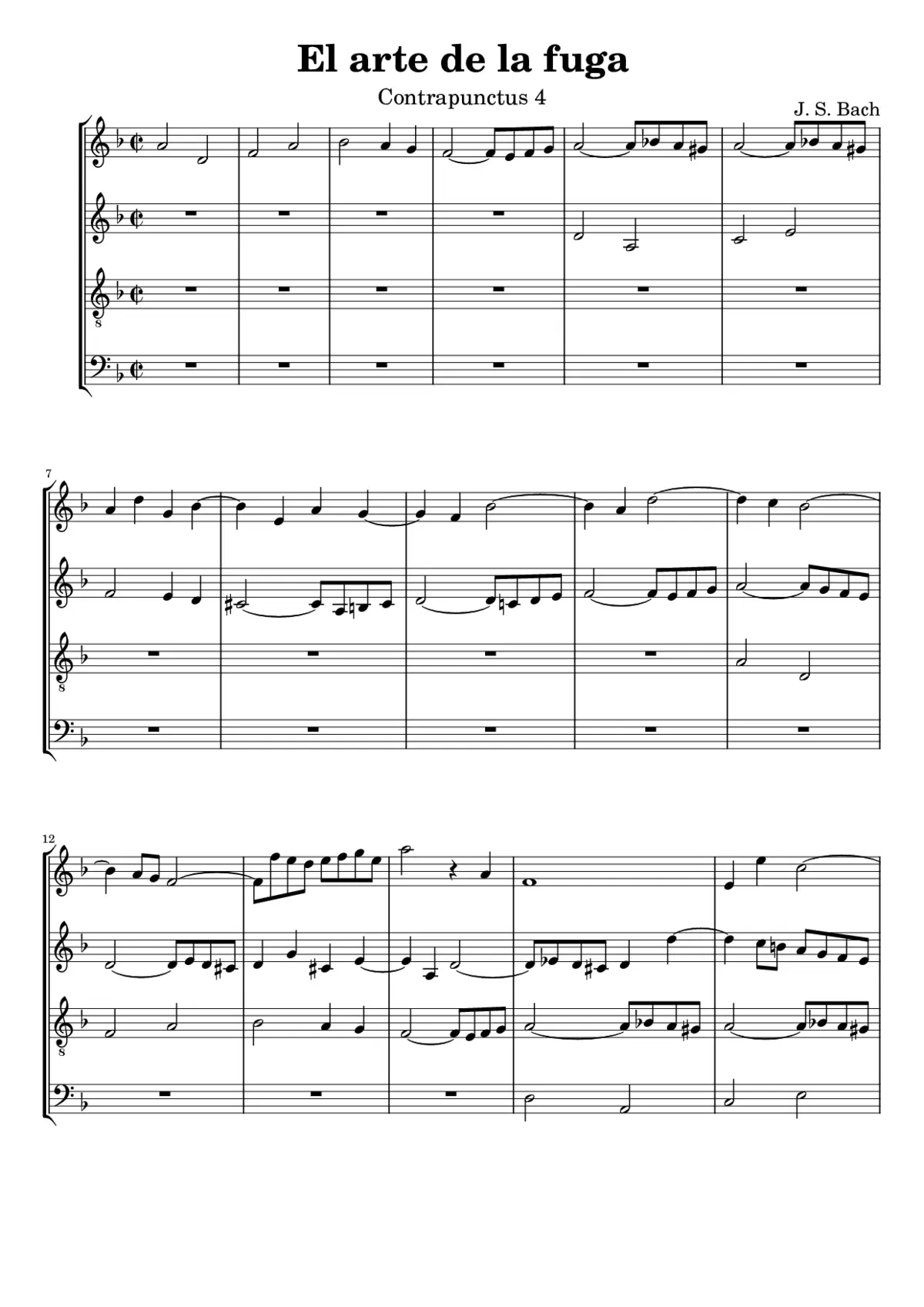 Johann Sebastian Bach - El arte de la fuga: Contrapunctus 4 - Page 1