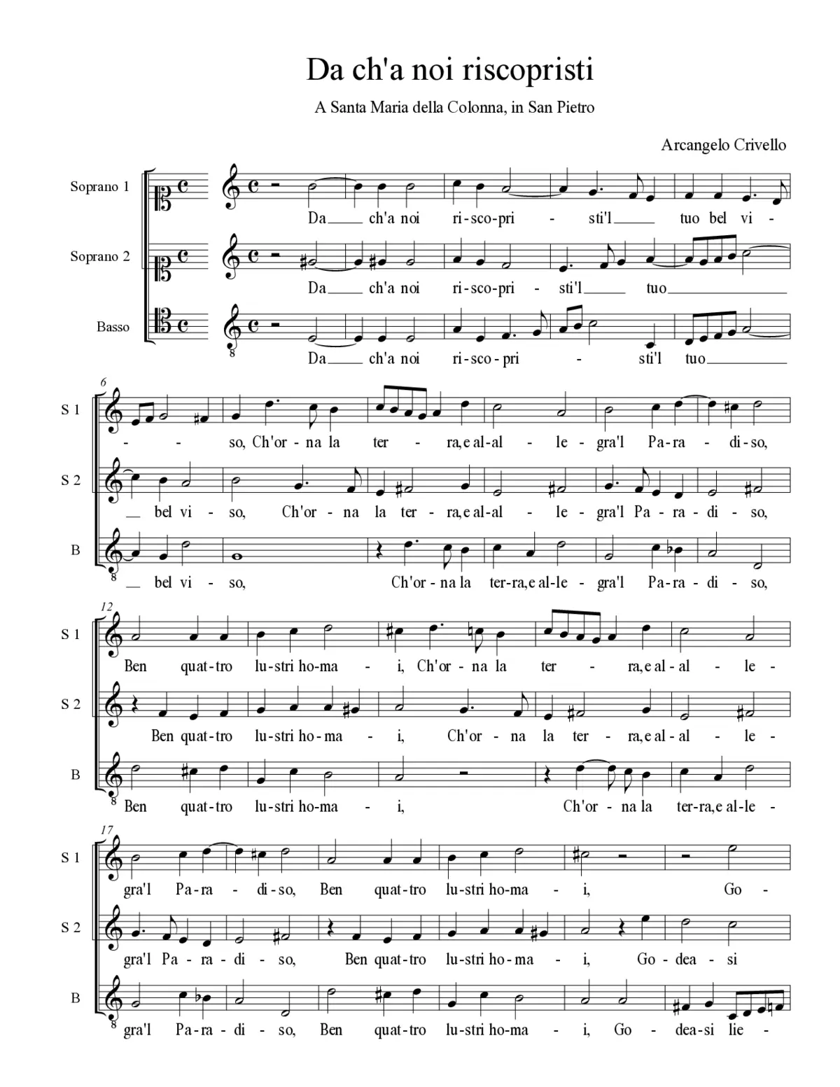 Da ch'a noi riscopristi - Page 1