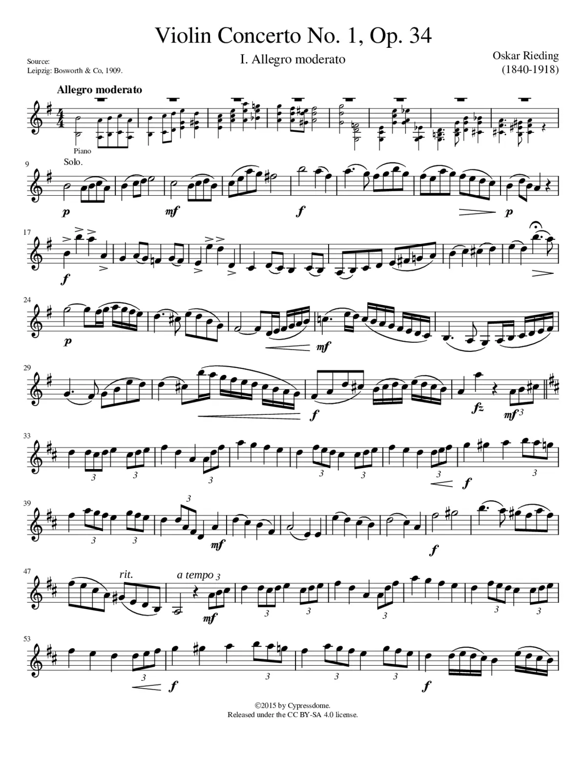 Violin Concerto No.1 Op.34 - Page 1