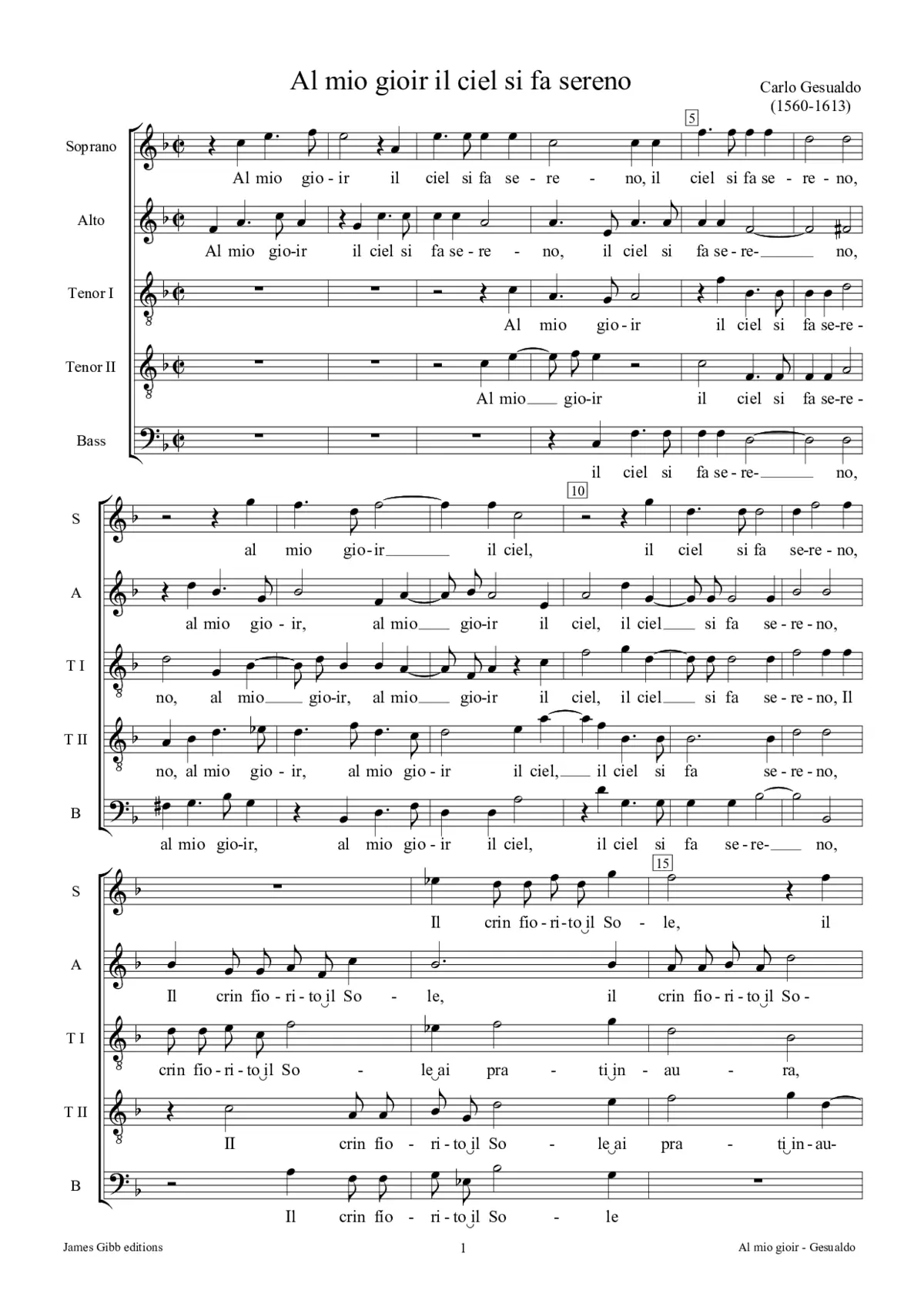 Al mio gioir il ciel si fa sereno - Page 1