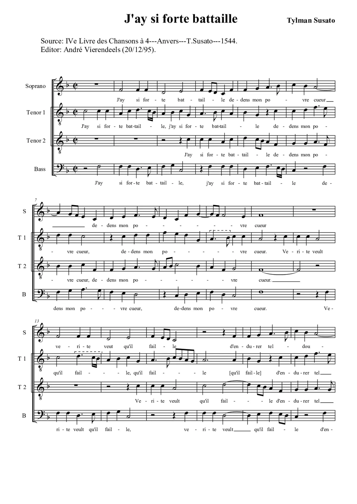 J'ay si forte battaille - Page 1