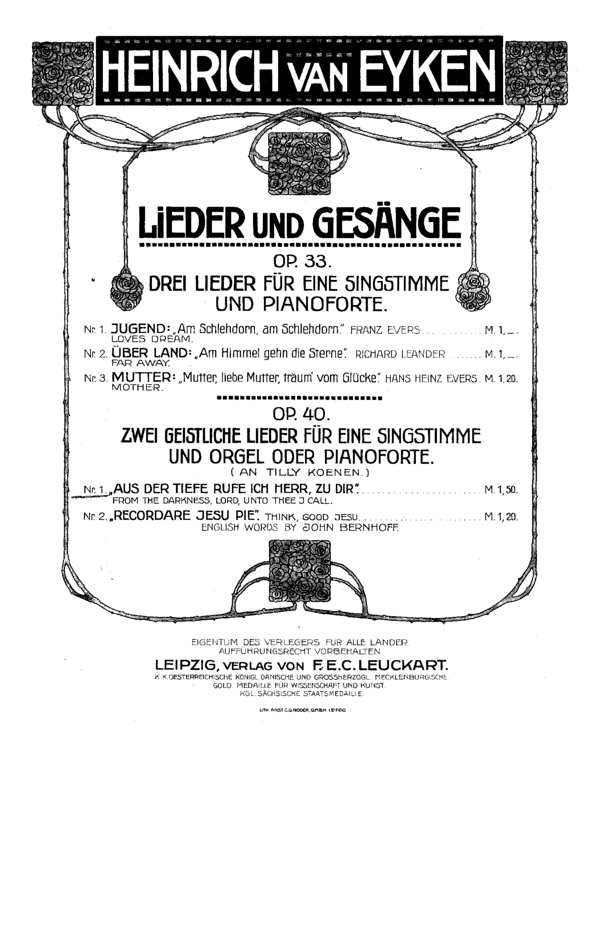 2 Geistliche Lieder, Op.40 - Page 1