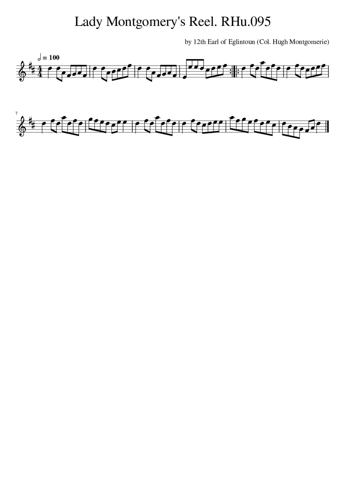 Lady Montgomery's Reel. RHu.095 - Page 1