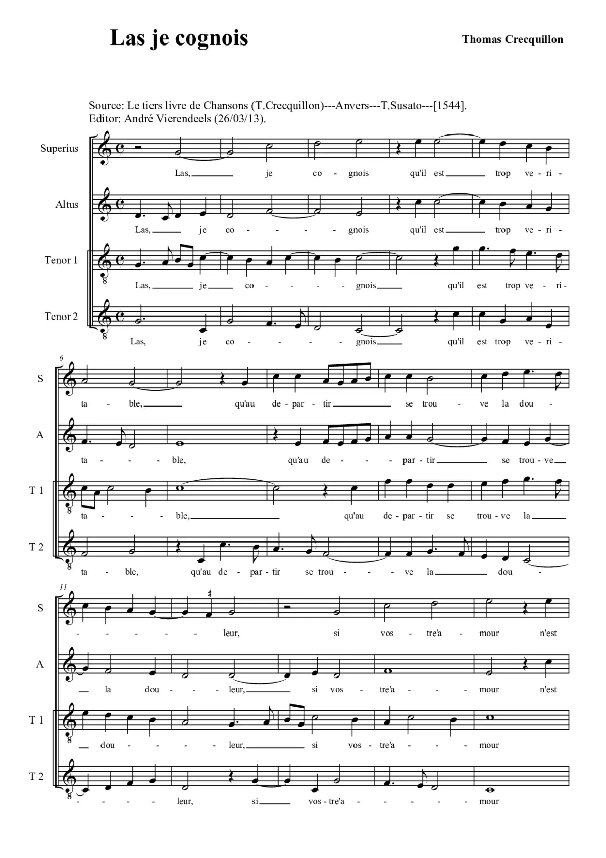 Las je cognois - Page 1