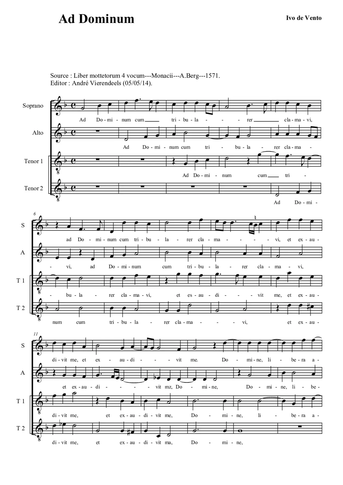 Ad Dominum cum tribularer - Page 1
