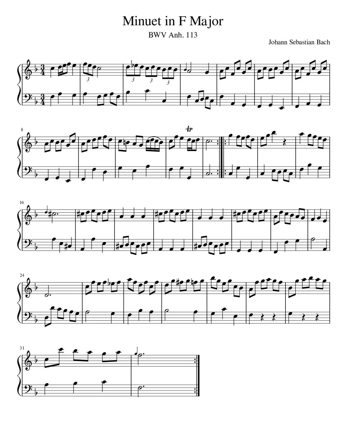 Minuet in F major BWV Anh.113 - Page 1