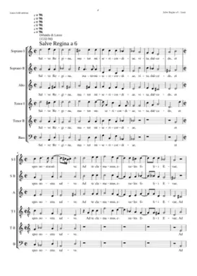 Salve Regina a 6 one of 3 6-part settings. This is the first (No. CCCLXII) of 3 published in Magnum opus musicum and has a homophonic opening.