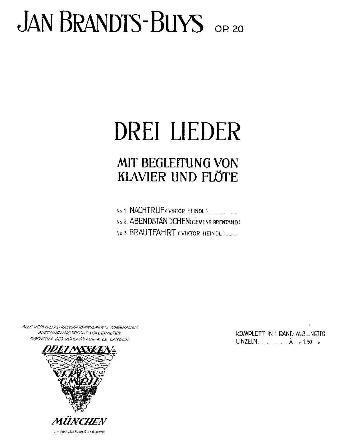 3 Lieder, Op.20 - Page 1