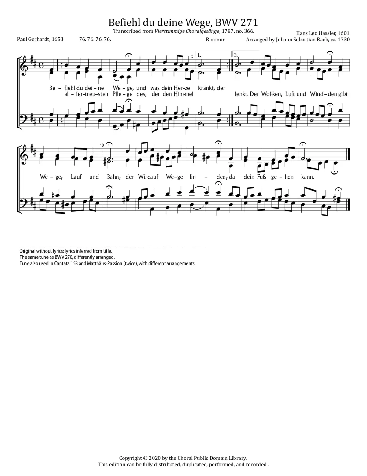 Befiehl du deine Wege, BWV 271 - Page 1