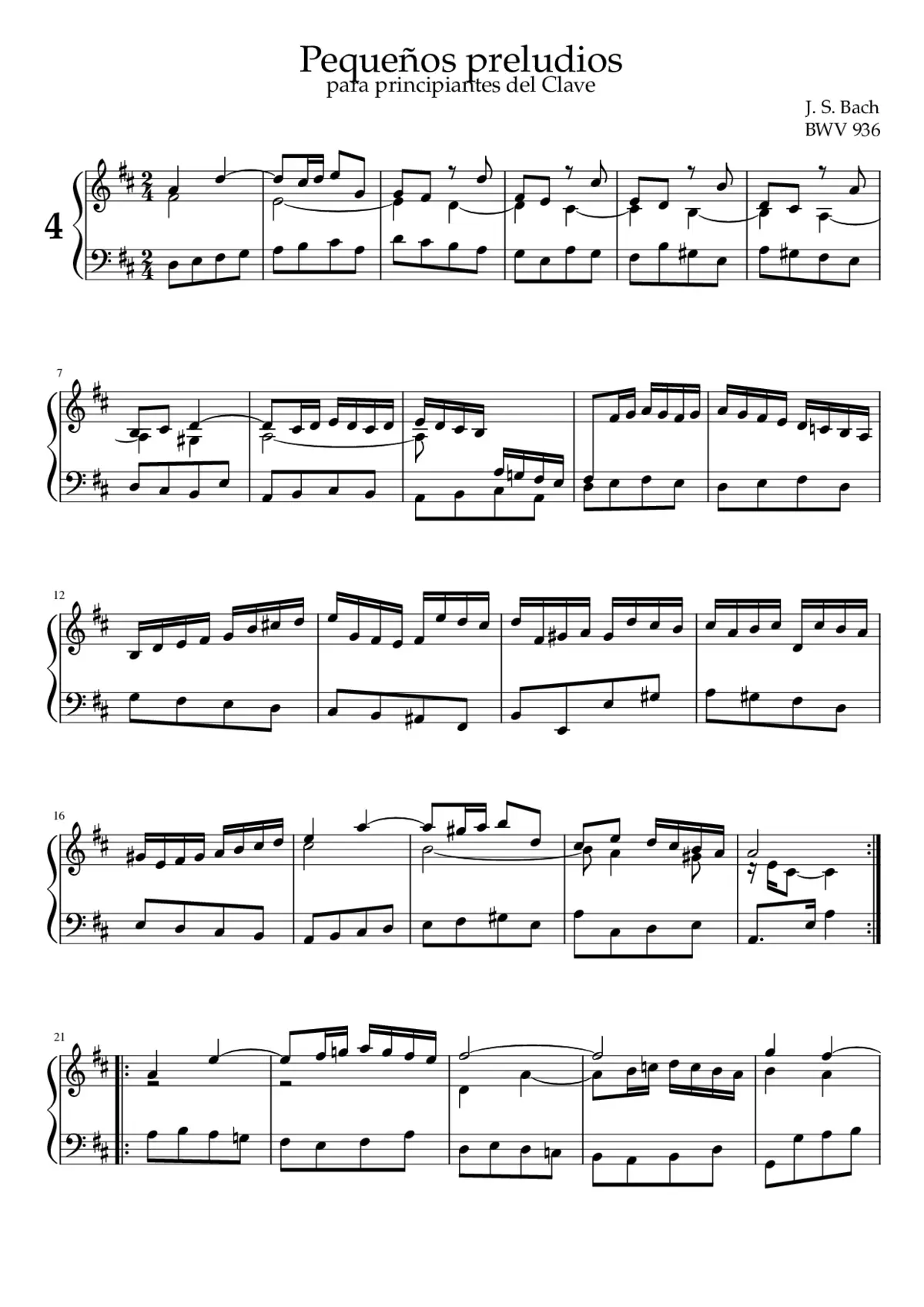 Prelude in D major BWV 936 - Page 1
