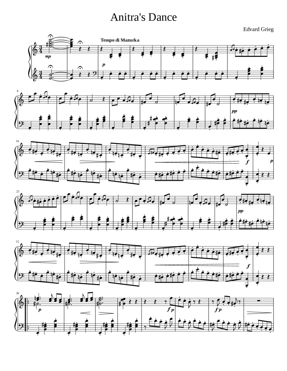 Peer Gynt Op. 23: Anitra's Dance - Page 1