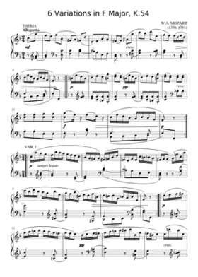 6 Variations in F major K.54