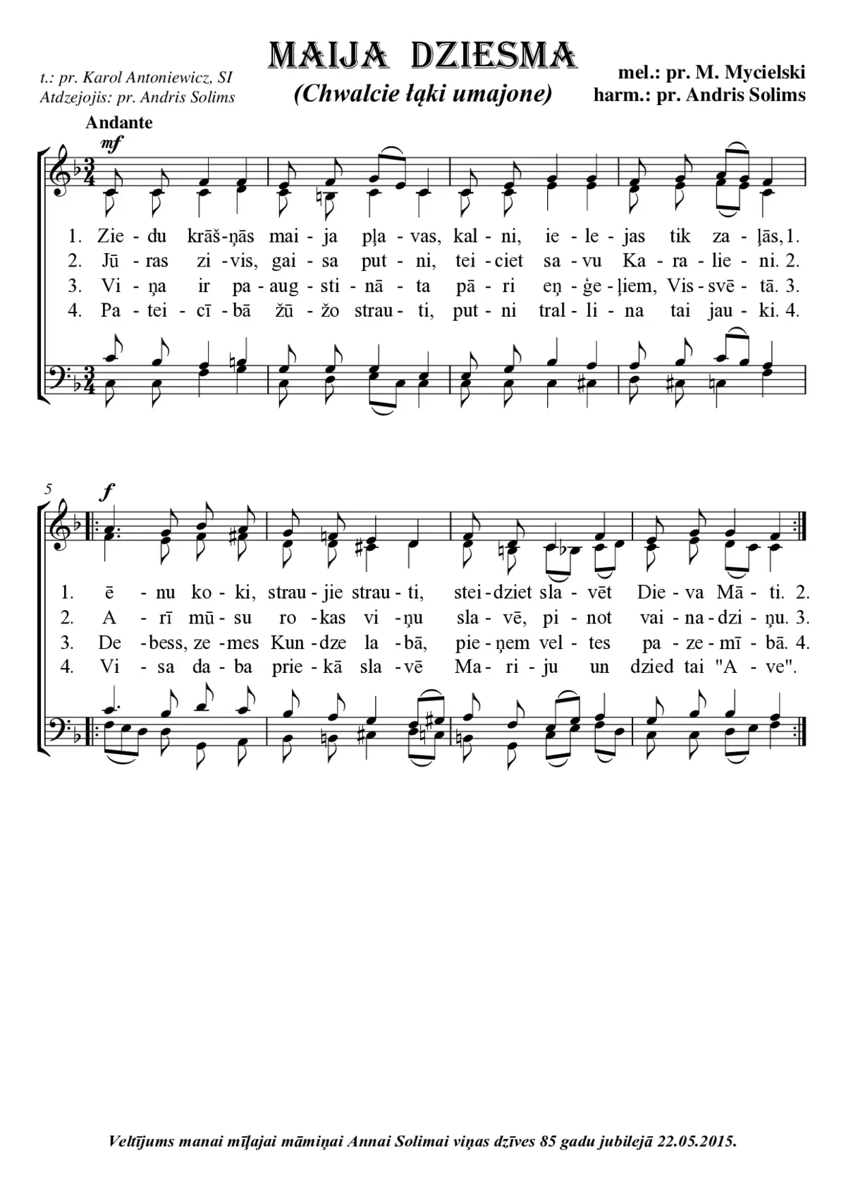 Maija dziesma (Chwalcie łąki umajone) - Page 1