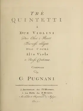 3 Quintets for 2 Oboes, 2 Horns, 2 Violins, Viola and Continuo