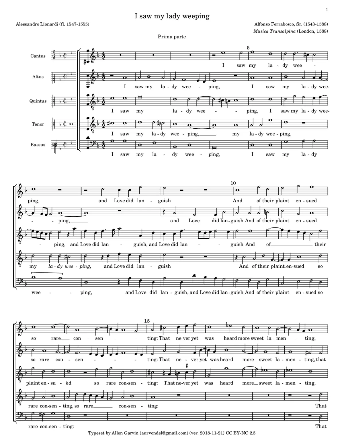 I saw my lady weeping - Page 1