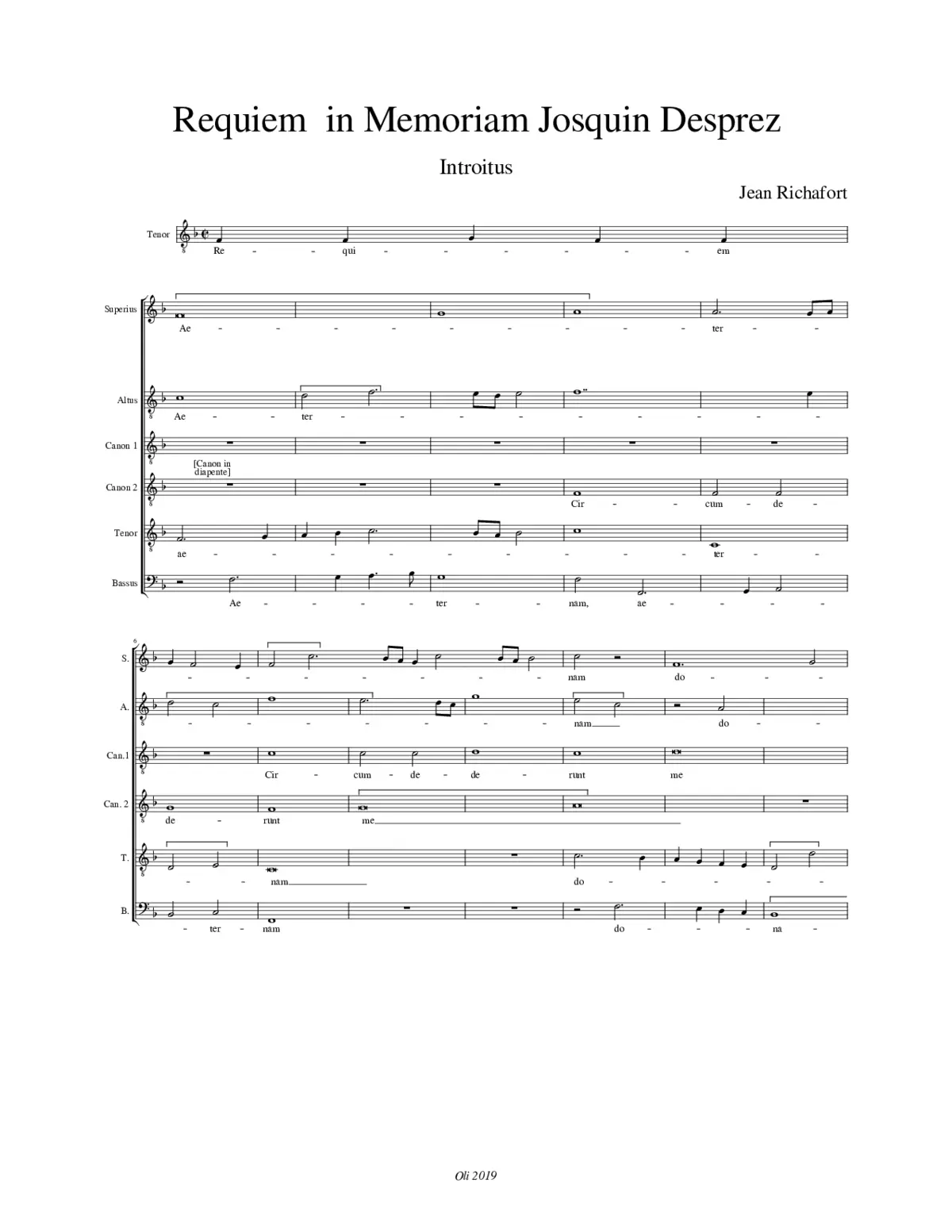 Requiem in Memoriam Josquin Desprez - Page 1