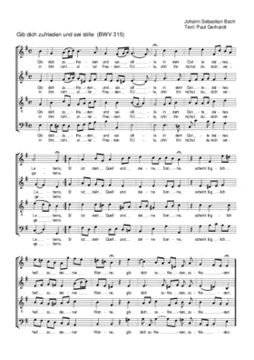 Gib dich zufrieden und sei stille, BWV 315