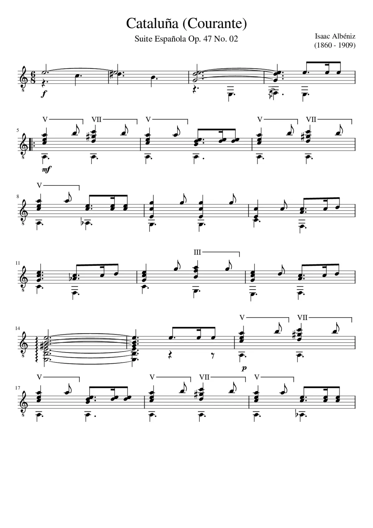 Isaac Albéniz - Cataluña (Courante) - Page 1