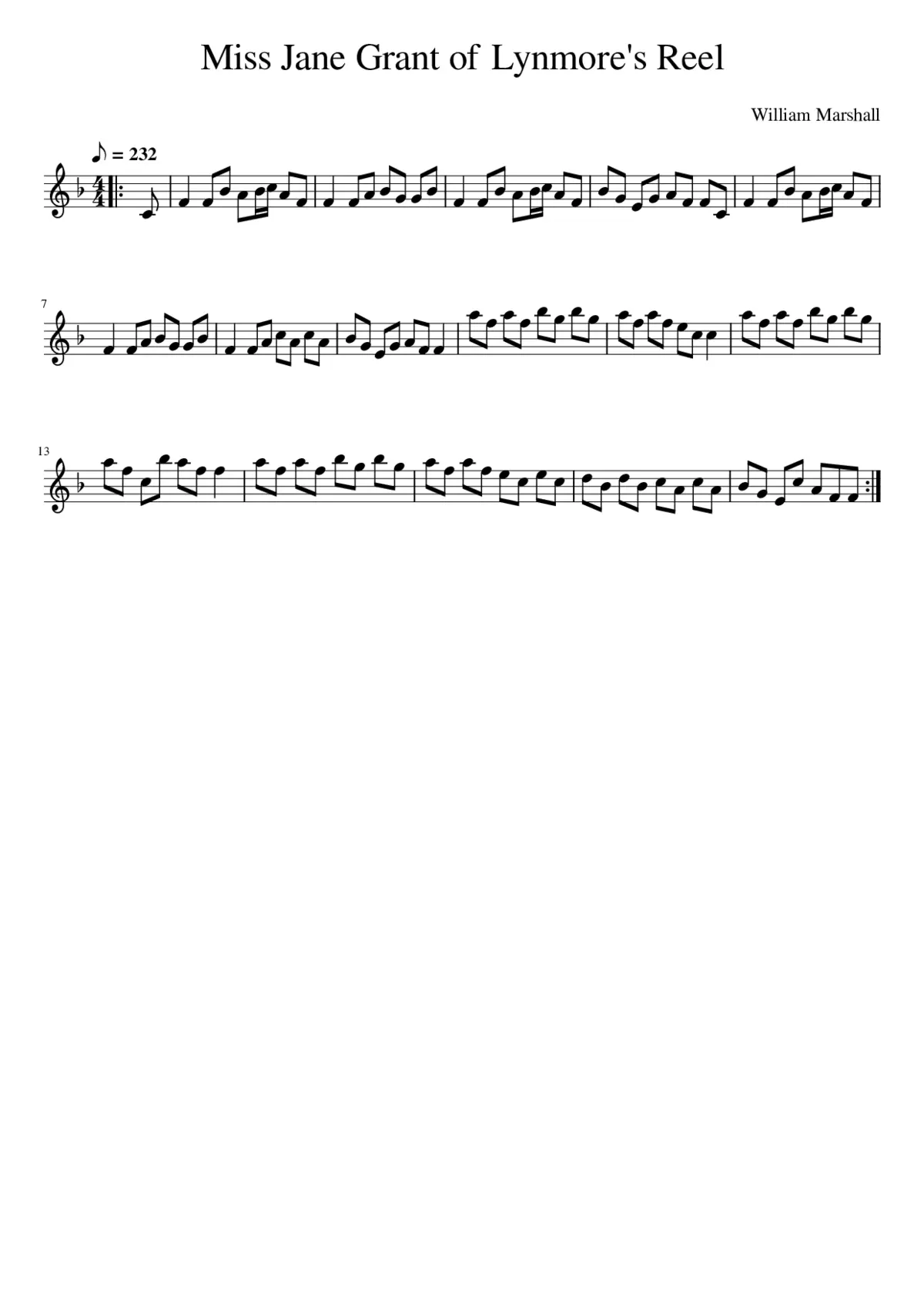 Miss Jane Grant of Lynmore's Reel - Page 1