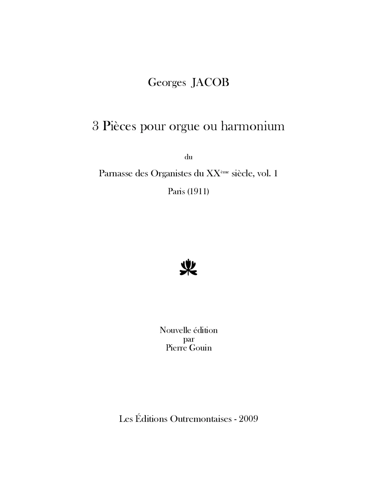 3 Pièces pour orgue ou harmonium - Page 1