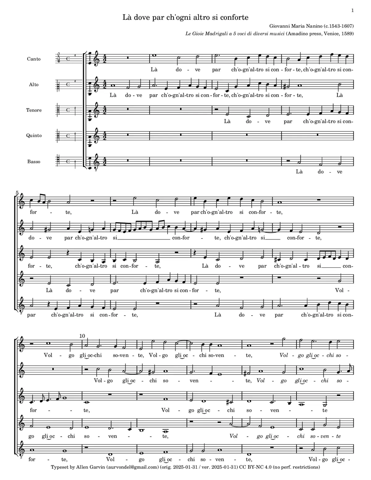 Là dove par ch'ogni altro si conforte - Page 1