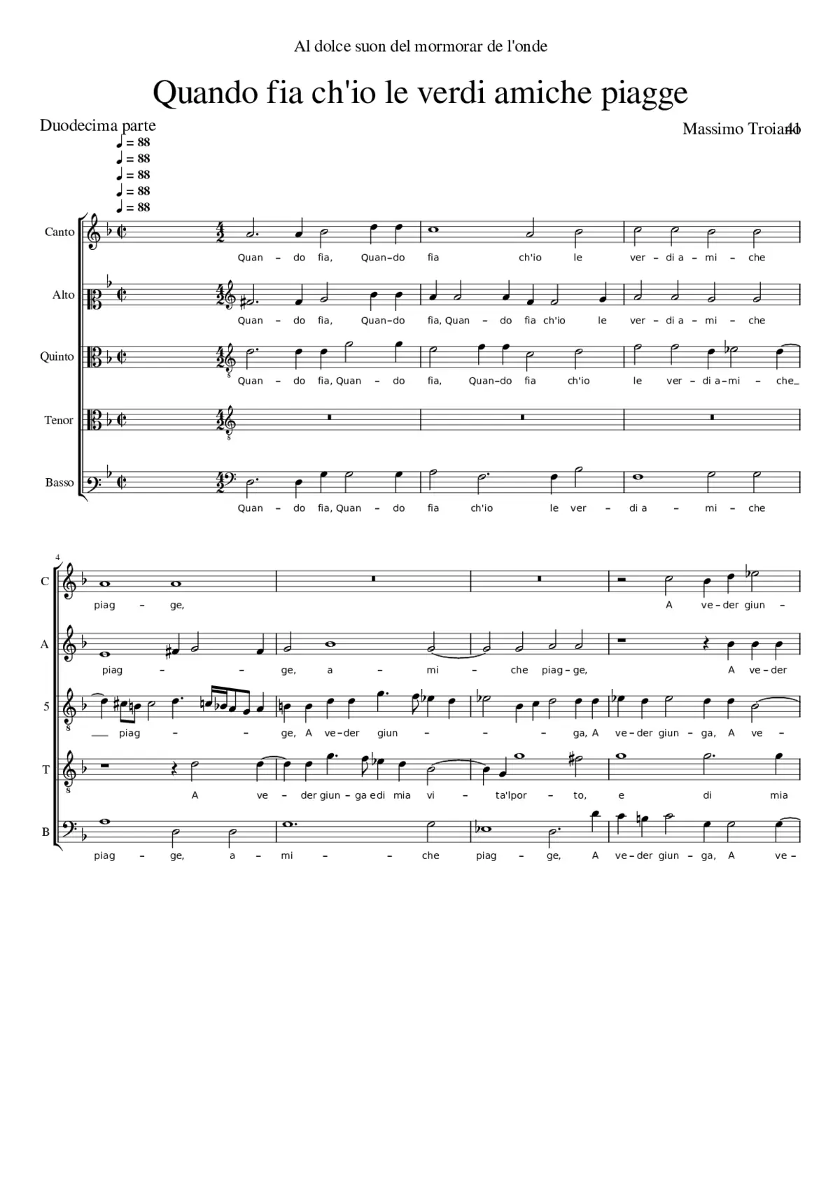 Quando fia ch'io le verdi amiche piagge - Page 1