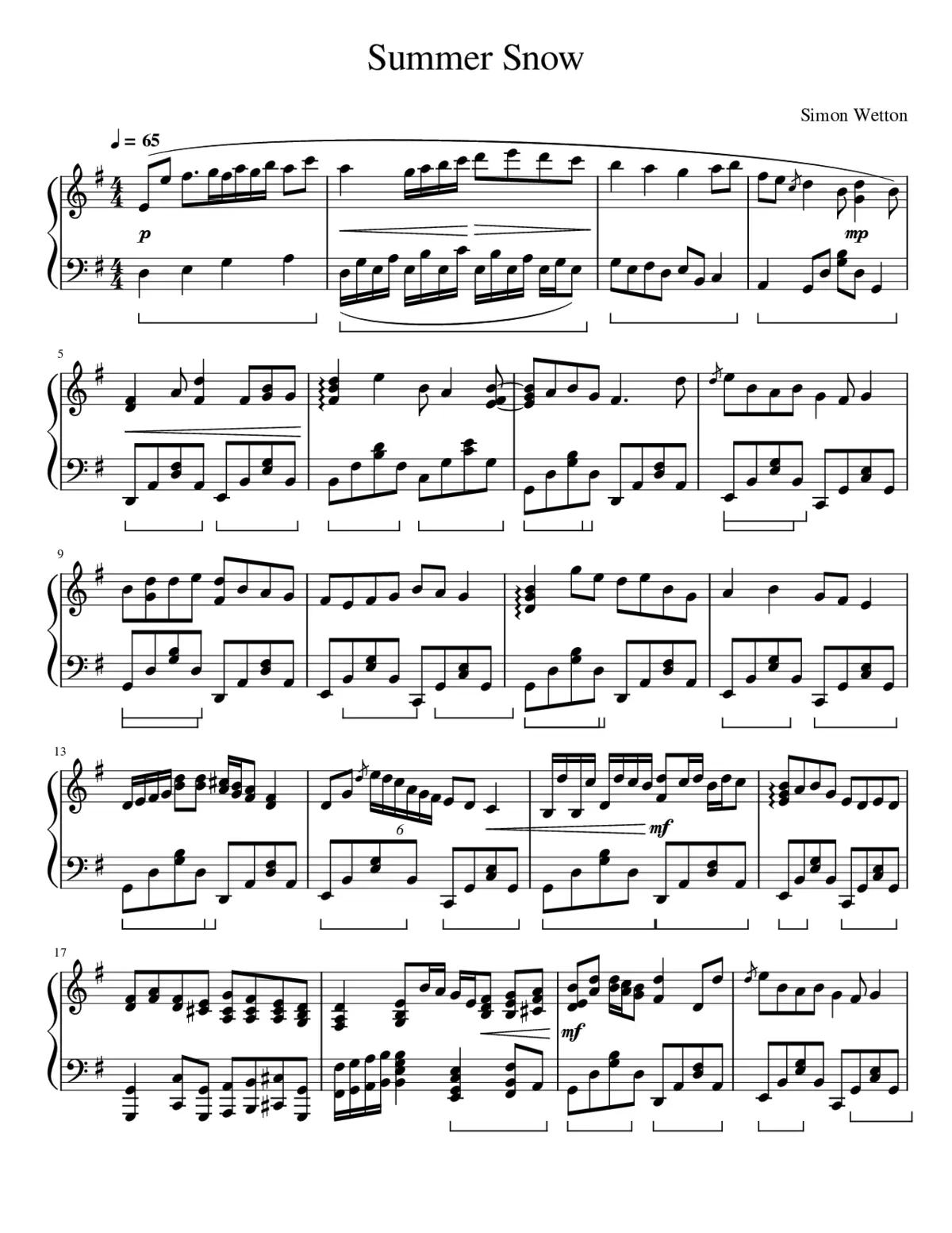 Summer Snow (Original Composition) - Page 1
