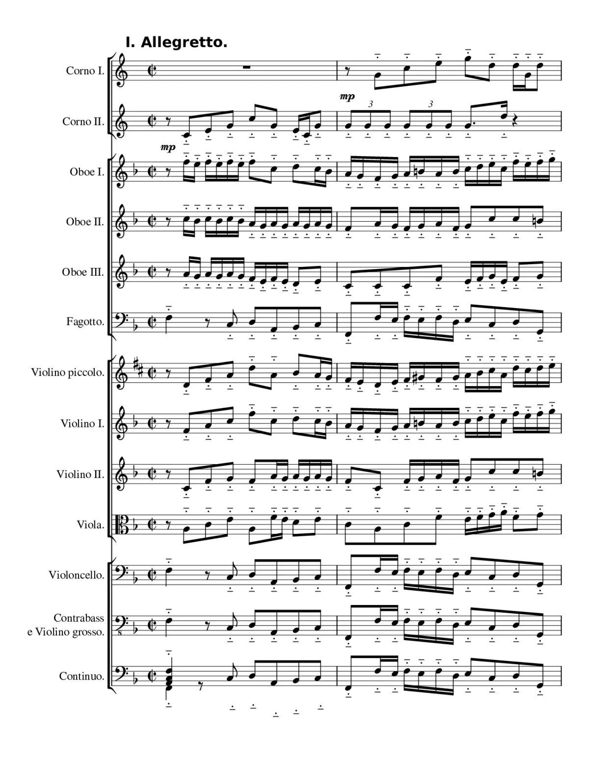 Brandenburg Concerto No.1 in F major BWV 1046 - Page 1