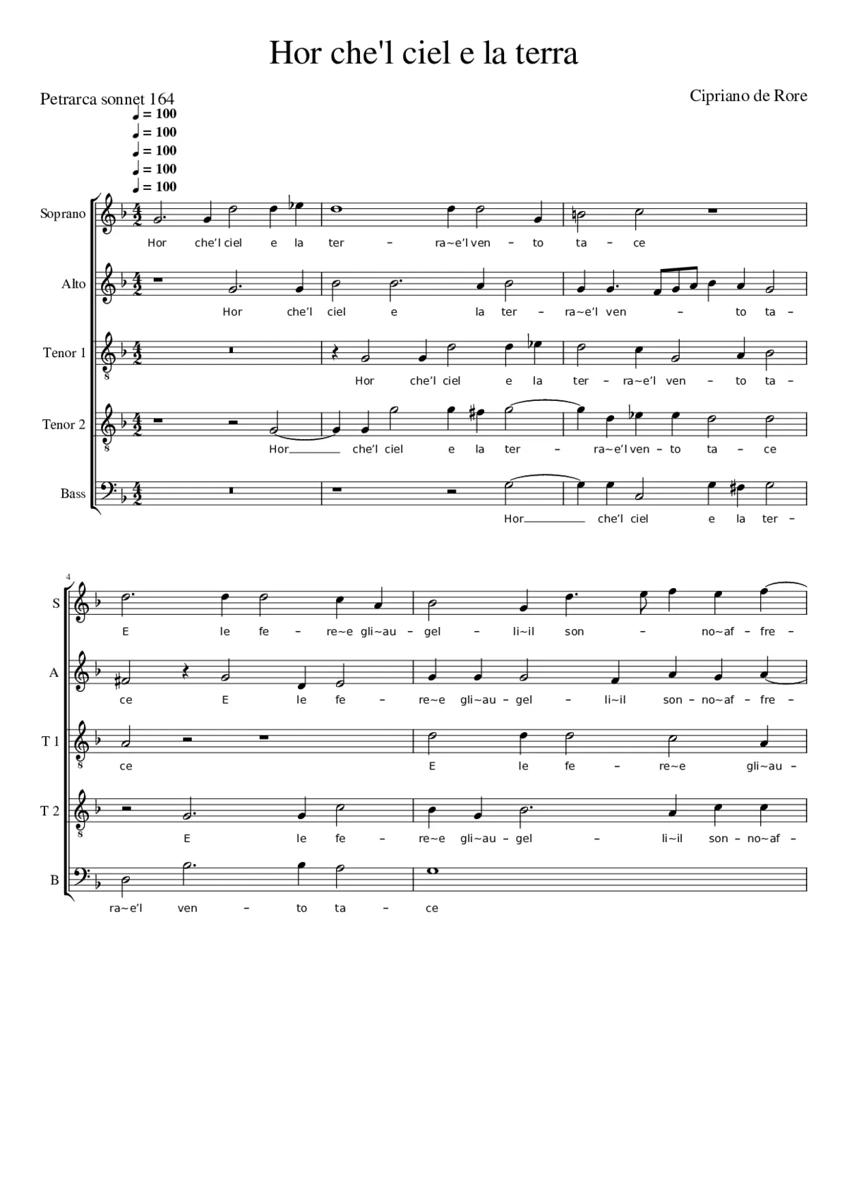 Hor ch'el chiel et la terra - Page 1