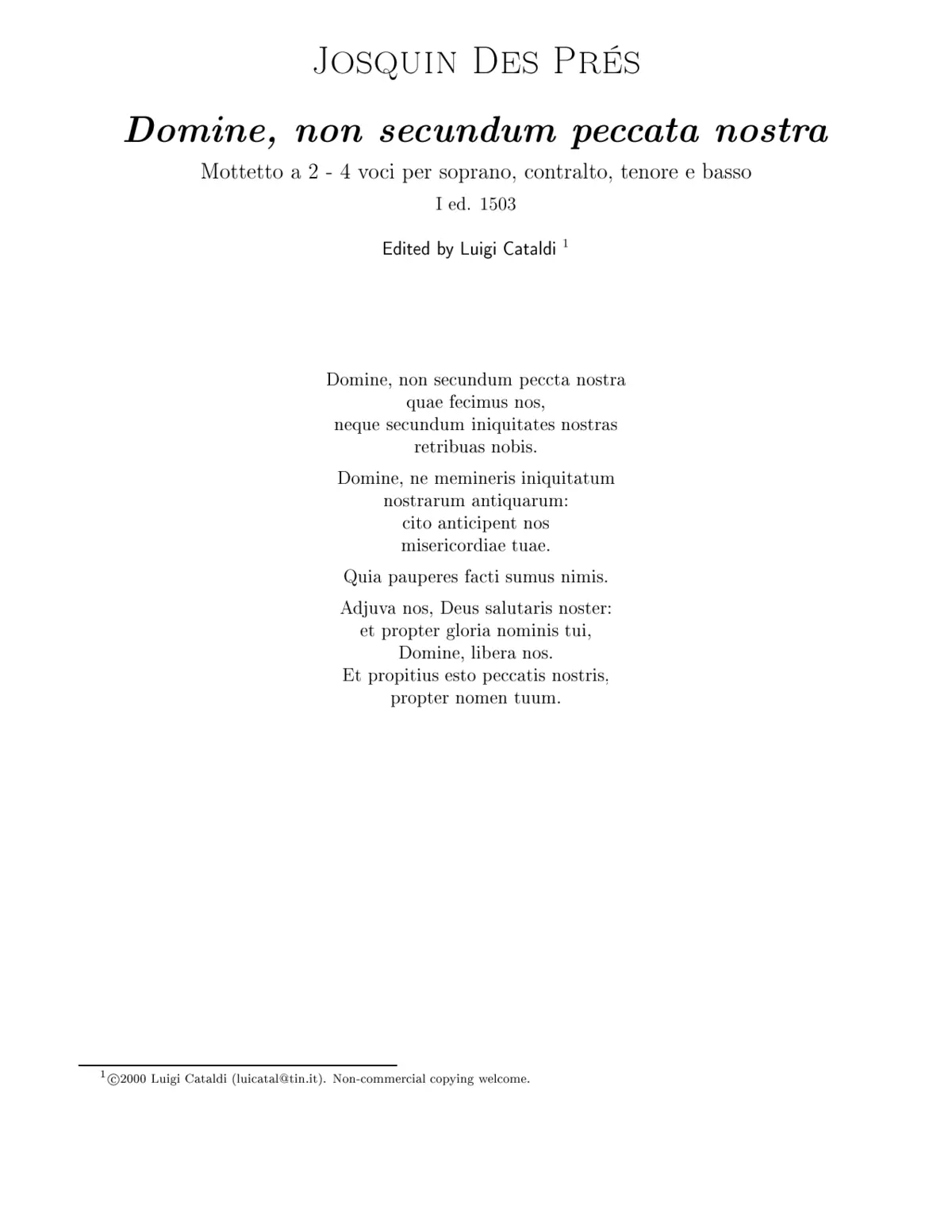 Domine, non secundum peccata nostra - Page 1