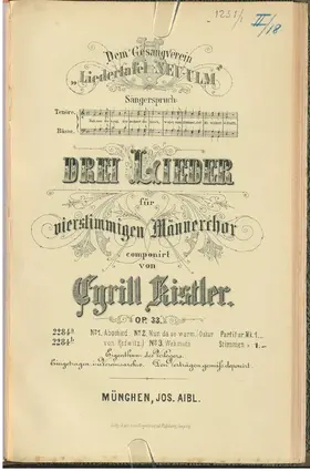 3 Lieder für vierstimmigen Männerchor