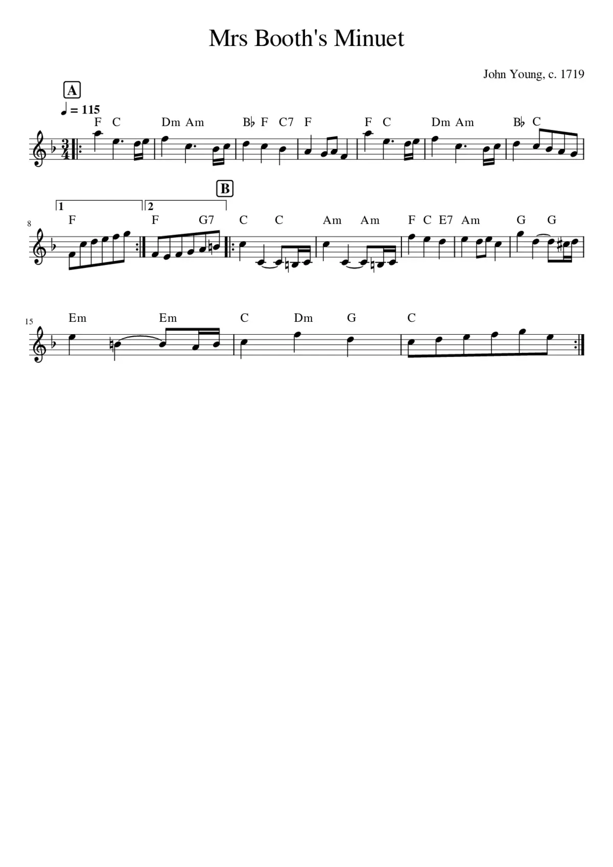 Mrs Booth's Minuet - Page 1