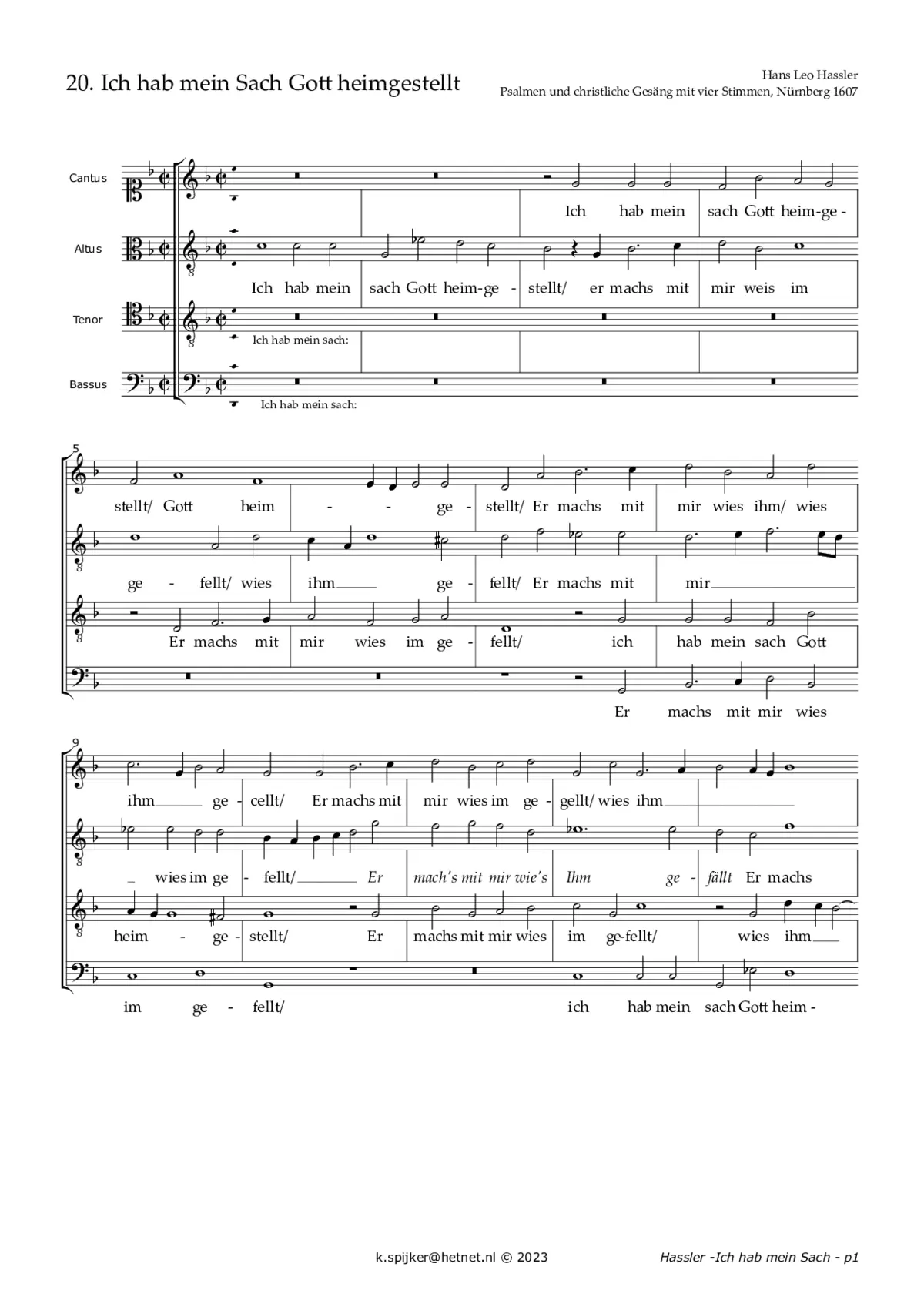 Ich hab mein Sach Gott heimgestellt - Page 1