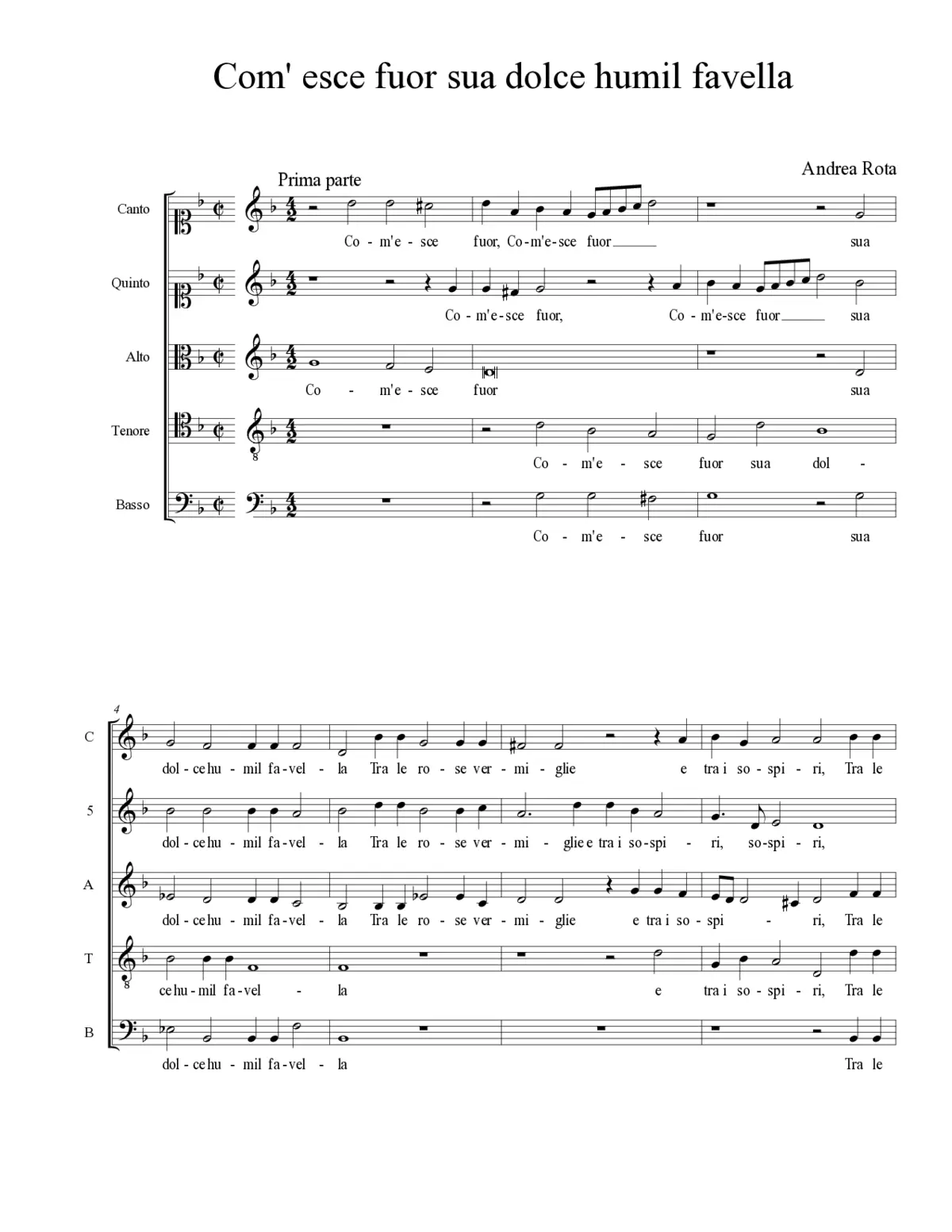 Com' esce fuor sua dolce humil favella - Page 1