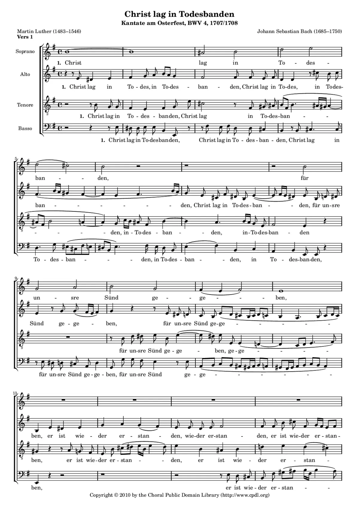 Christ lag in Todesbanden, BWV 4 - Page 1