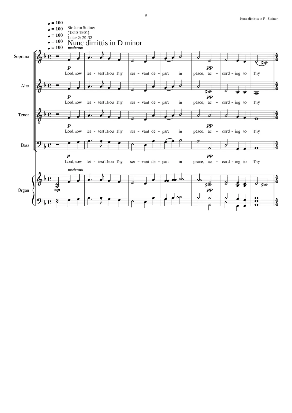 Nunc dimittis in D minor - Page 1