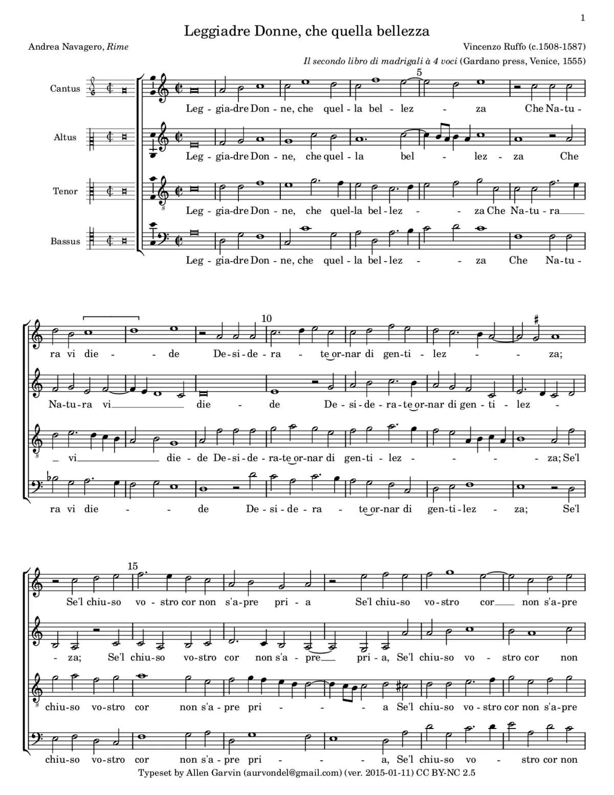 Leggiadre Donne, che quella bellezza - Page 1