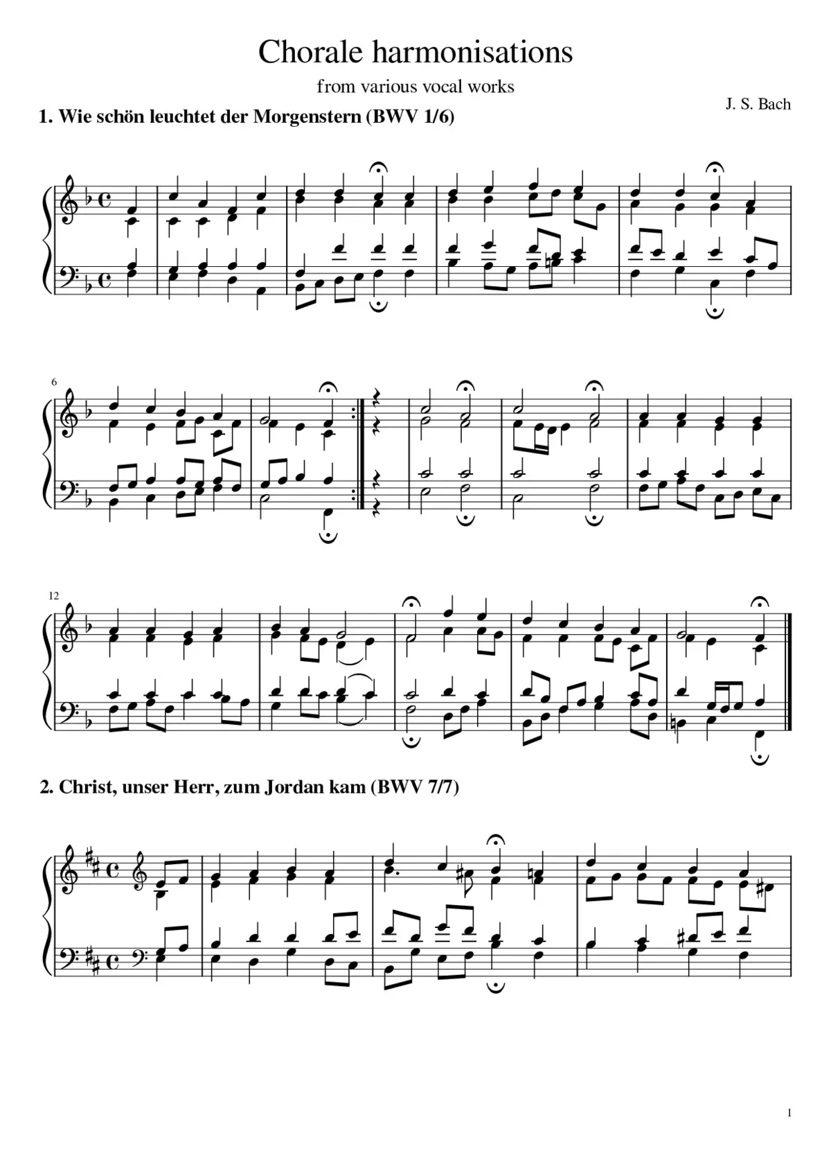 Chorale harmonisations (from multiple works) - Page 1