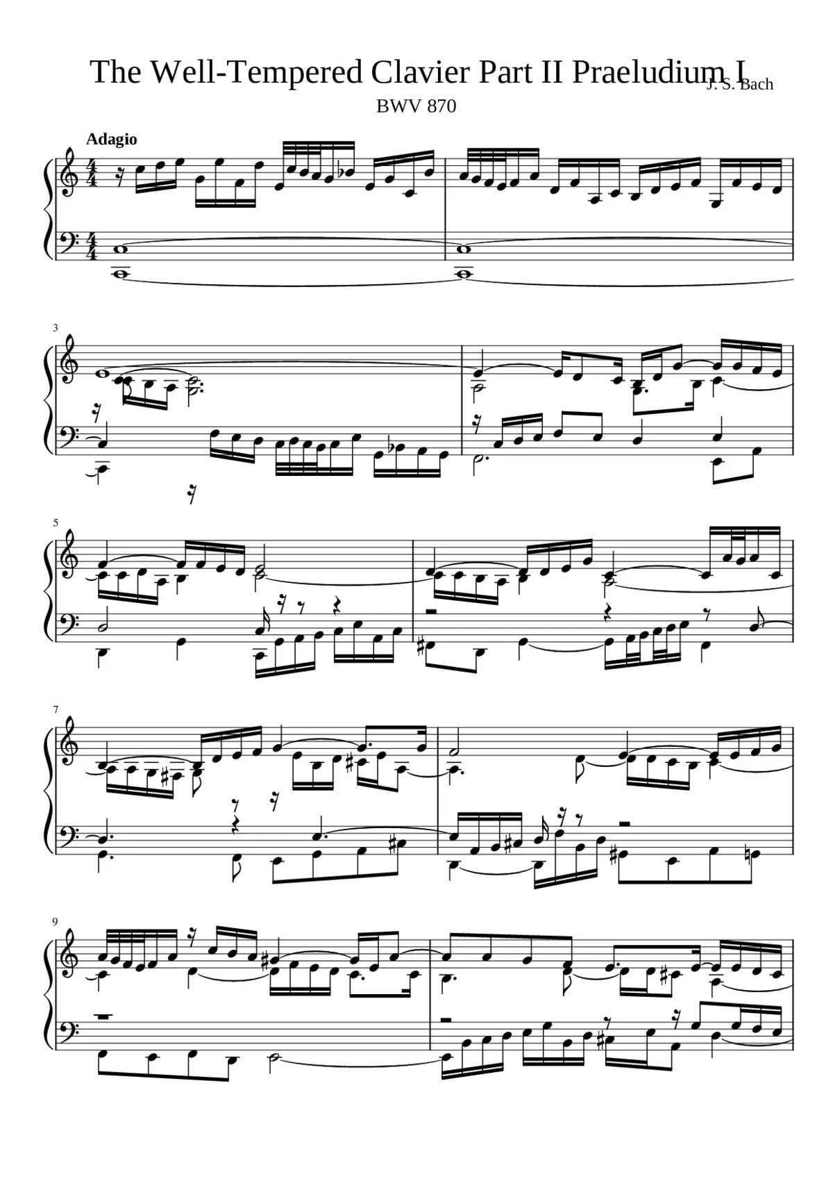 Prelude and Fugue in C major BWV 870 - Page 1