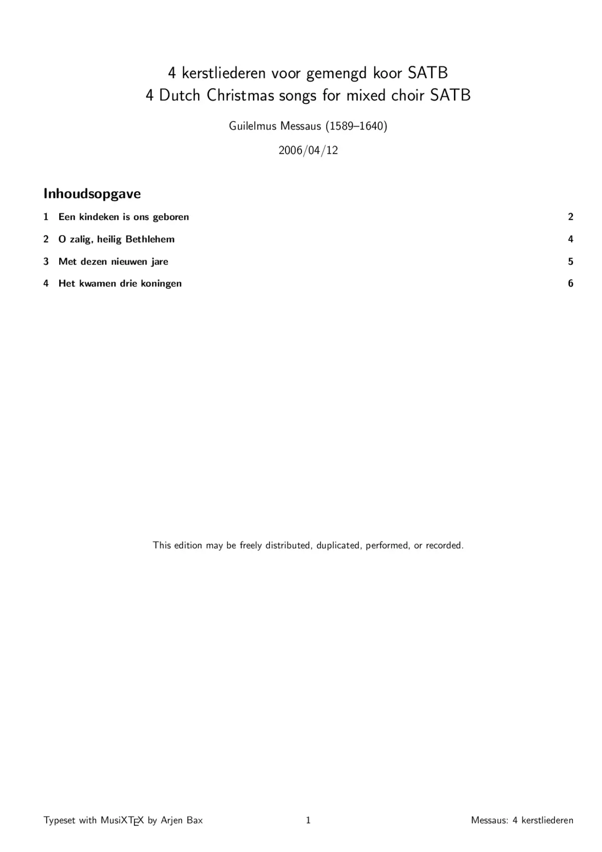 4 Kerstliederen - Page 1