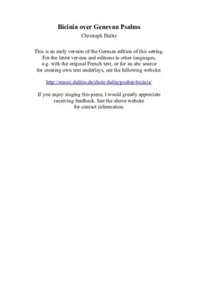 Bicinium for the Genevan Psalm 134