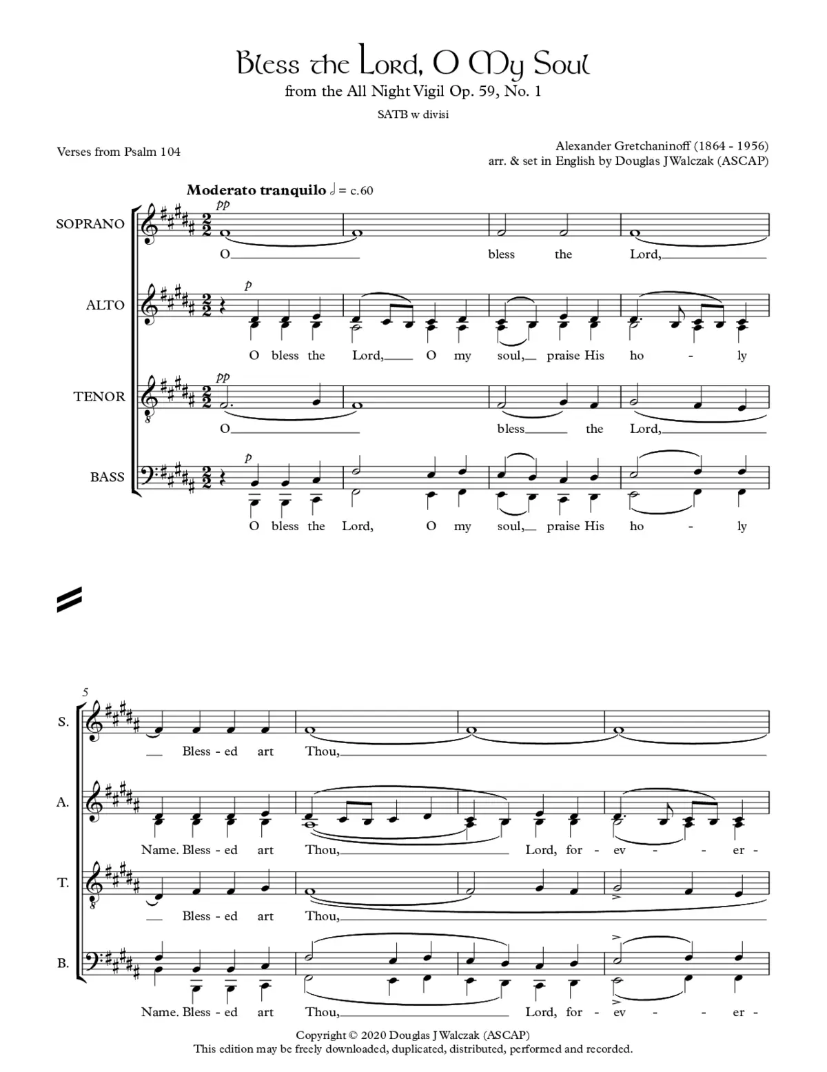 Bless the Lord, O my soul, Op. 59 No. 1 - Page 1