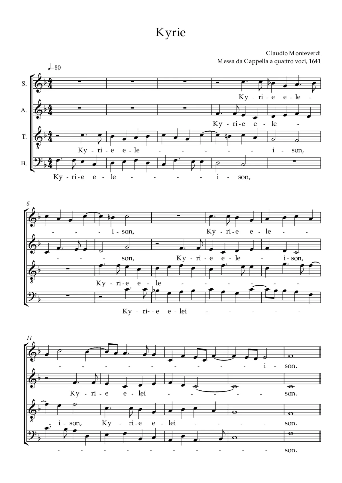 Messa da Capella a quattro voci (1641) - Page 1