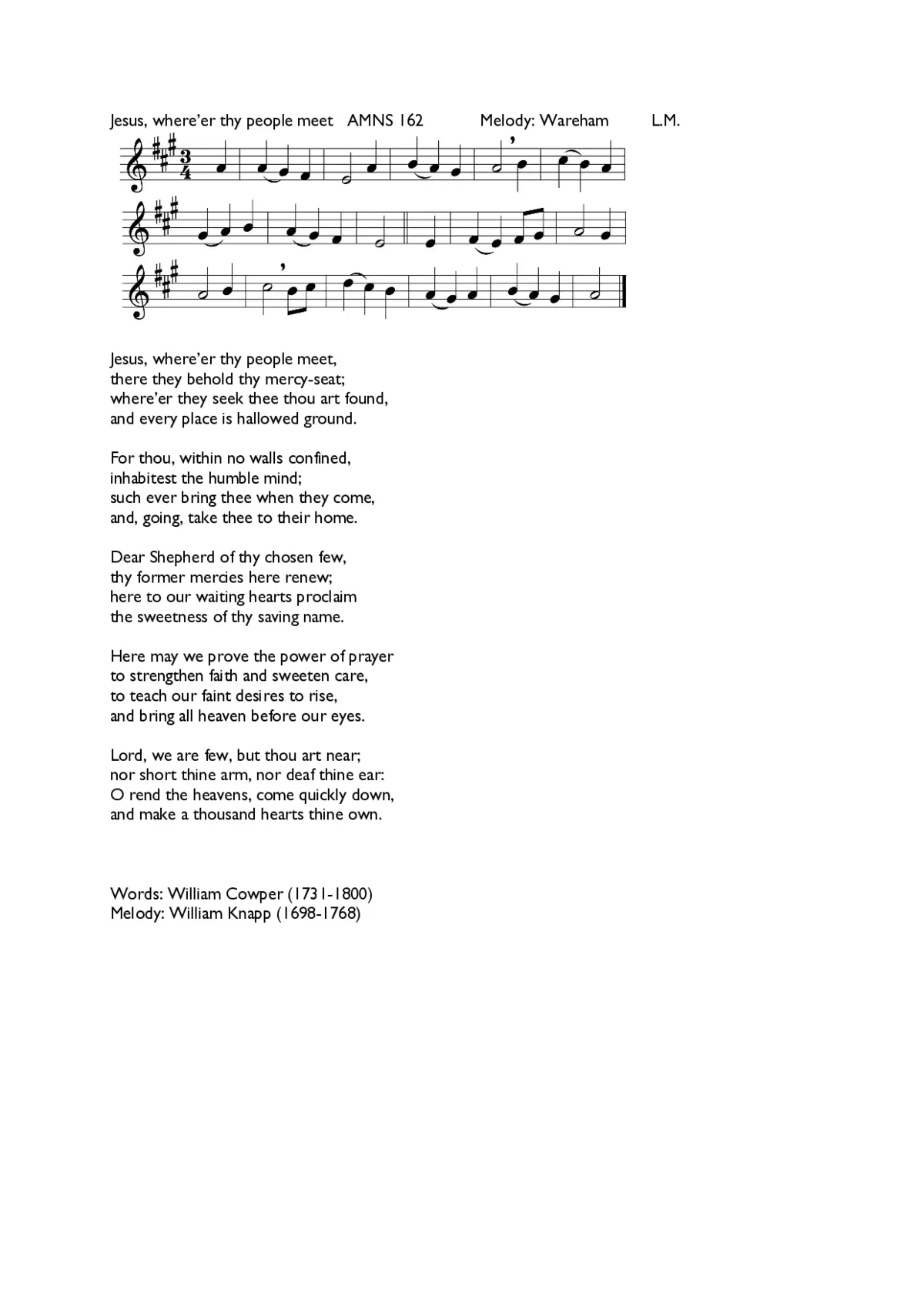 Jesus, where'er thy people meet - Page 1