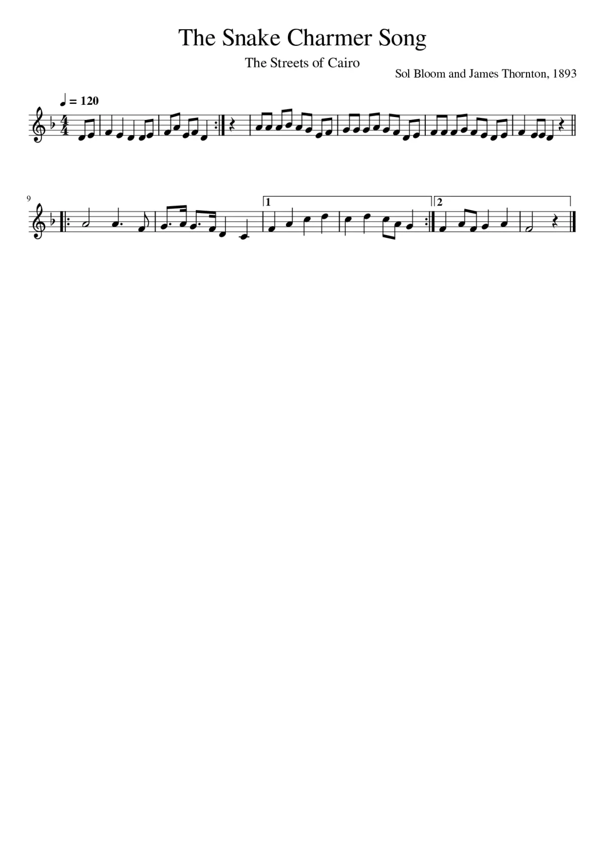 The Snake Charmer Song - Page 1